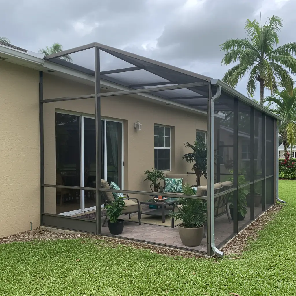 Screened patio enclosure replacement for a residential backyard in St. Augustine, FL.